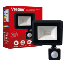Світлодіодний прожектор з датчиком руху Vestum 20W 1600Лм 6500K 180-260V IP65 1-VS-3020 Світлодіодний прожектор з датчиком руху Vestum 20W 1600Лм 6500K 180-260V IP65 1-VS-3020