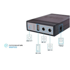 Ибп для роутера, повербанк MINI DC UPS WGP103 Black (8800mAh, 5V/9-12V)