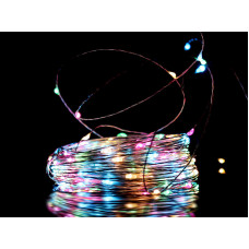 Гирлянда медный провод капля росы 220В 10м режимы 100LED (микс) COPPER-WIRE-100M-4-1 100шт 8252
