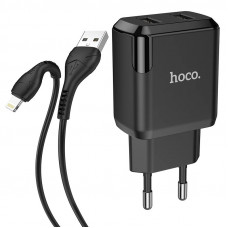 Зарядное устройство 220В USBx2 с кабелем USB - Lightning Hoco N7 Speedy 120шт 8143 Зарядное устройство 220В USBx2 с кабелем USB - Lightning Hoco N7 Speedy 120шт 8143