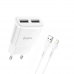 Зарядное устройство 220В USBx2 с кабелем USB - Lightning Hoco C88A Star Round 120шт 8132