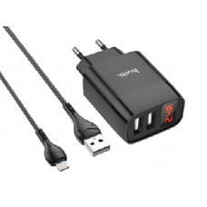 Зарядное устройство 220В USBx2 с кабелем USB - Lightning Hoco C86A Illustrious 130шт 8129 Зарядное устройство 220В USBx2 с кабелем USB - Lightning Hoco C86A Illustrious 130шт 8129