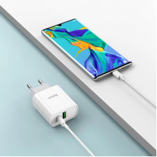 Зарядное устройство 220В USBx1 с кабелем Type C - Lightning Hoco C80A Rapido 120шт 8127 Зарядное устройство 220В USBx1 с кабелем Type C - Lightning Hoco C80A Rapido 120шт 8127