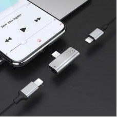 Переходник конвертер аудио 2 в 1 Lightning - Lightning Hoco LS24 310шт 7939 Переходник конвертер аудио 2 в 1 Lightning - Lightning Hoco LS24 310шт 7939